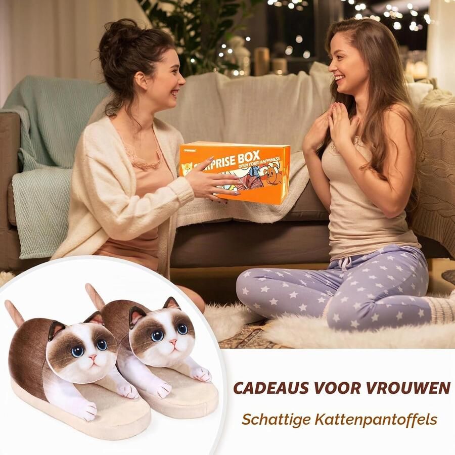 Kattenpantoffels voor en warme winterpantoffels dieren pluche antislip hoedschoenen kattenslippers knuffelig kattenliefhebbers cadeaus voor