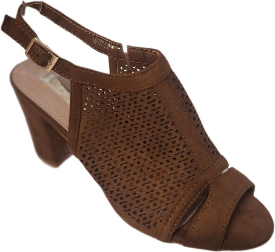 KAYLA HALF OPEN PUMP MET HAK IN BROWN SUEDELOOK