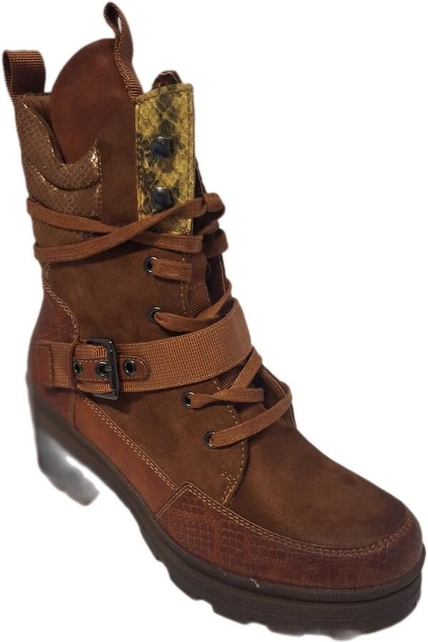 KAYLA- HIKERBOOTS -CAMEL-GEMIXED SUEDE LEDERLOOK- HAK