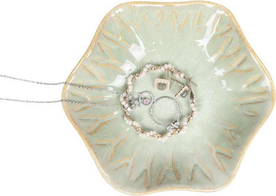 Keramische sieradenschaal decoratieve keramische schaal voor sleutels lichtgroen