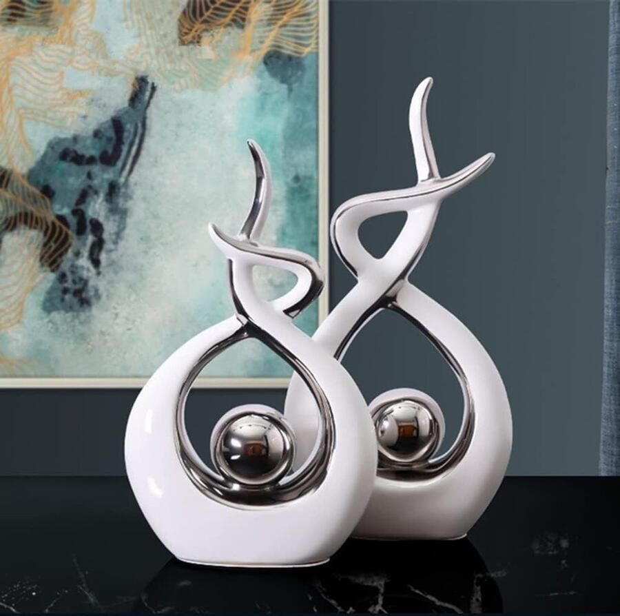 Keramische Standbeeld Moderne Abstracte Sculptuur Huisdecoratie Tafeldecoratie voor Woonkamer Slaapkamer Eetkamer Kantoor