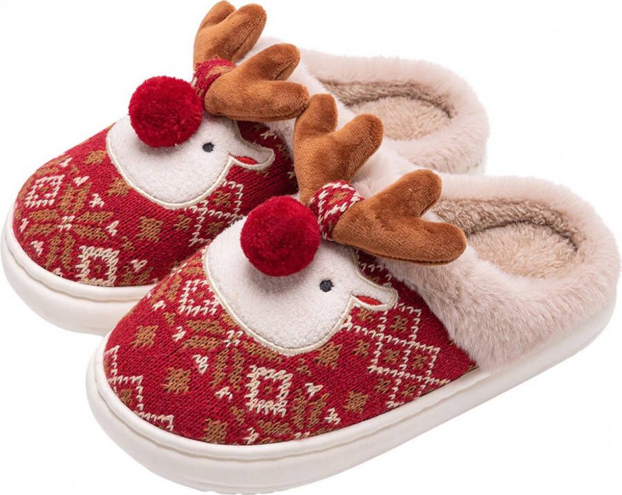 Kerst Pantoffels Kerst Sloffen Home Sloffen Pantoffels Dames Anti-slip Fluffy Open Sloffen met Pluche Voering Antislip Zool Winter Pluche Warm gevoerde pantoffels