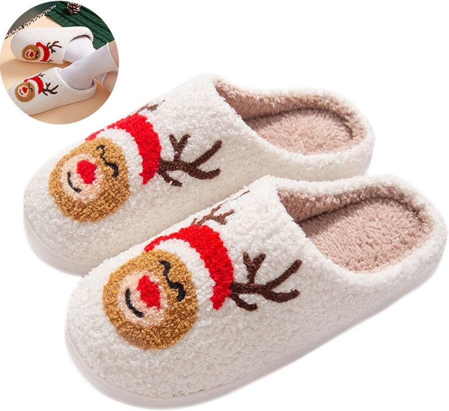 Kerst Pantoffels Kerst Sloffen Pantoffels Sloffen en Rendier Kerstsloffen met Kerst design Warme Sloffen Kerst & Winter Huisschoene