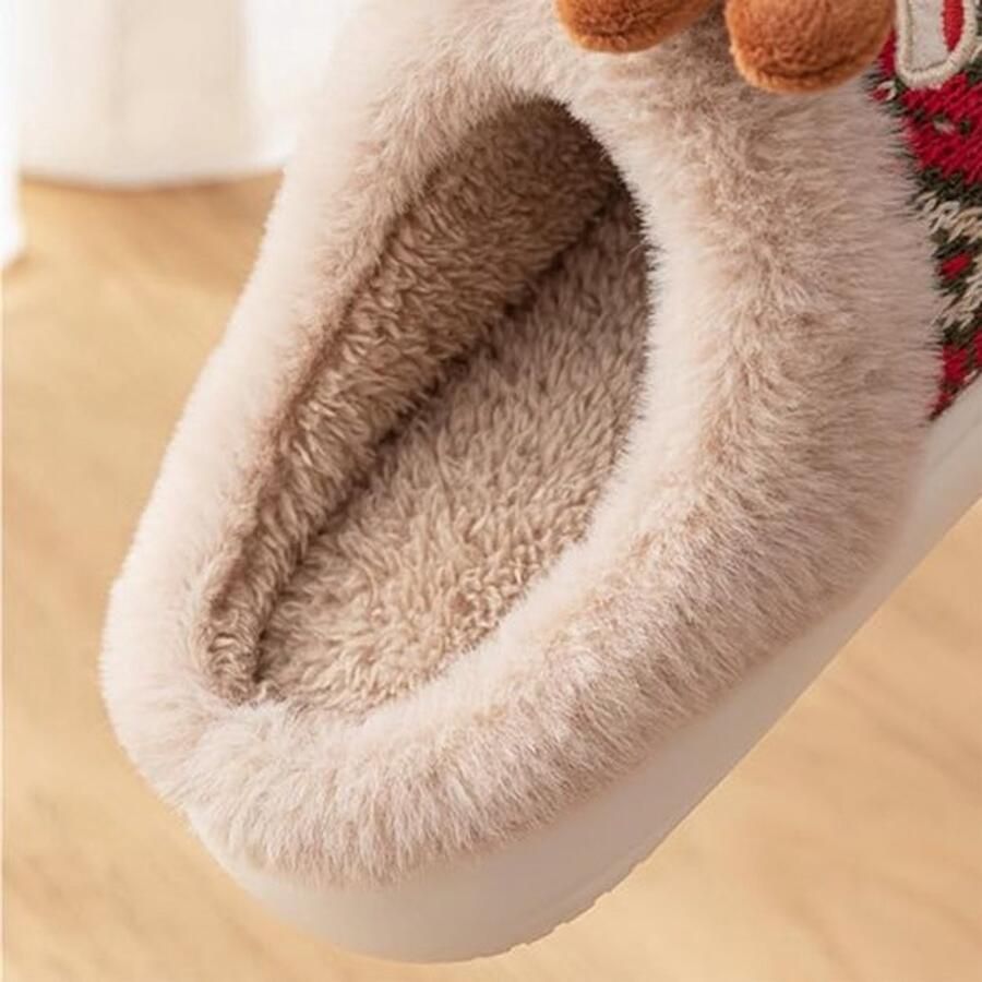 Kerst‑open sloffen (pantoffels) voor dames ??41 fluffy pluche wintervoering met antislip‑zool
