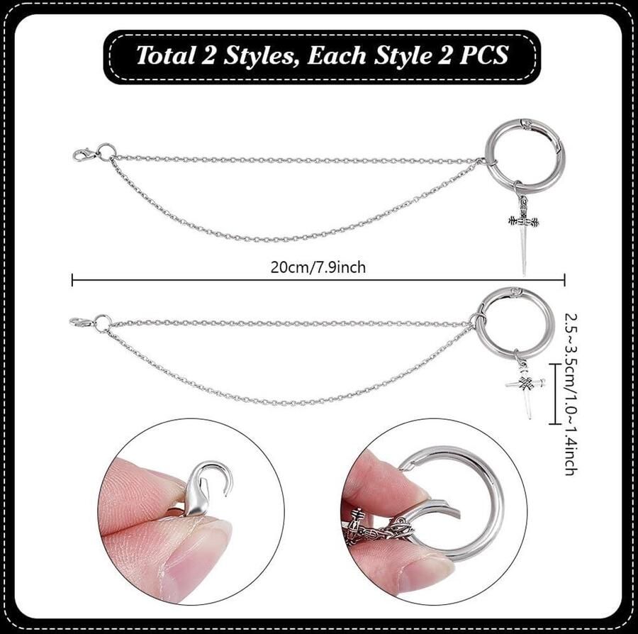 Kettingen Kruis Schoen Charm Decoratieve Boot Accessoires Stijlen 4 stks 2 Stijlen Zilver Charm Boot Ketting Zwart Zilverkleurig Veterschoen Mode