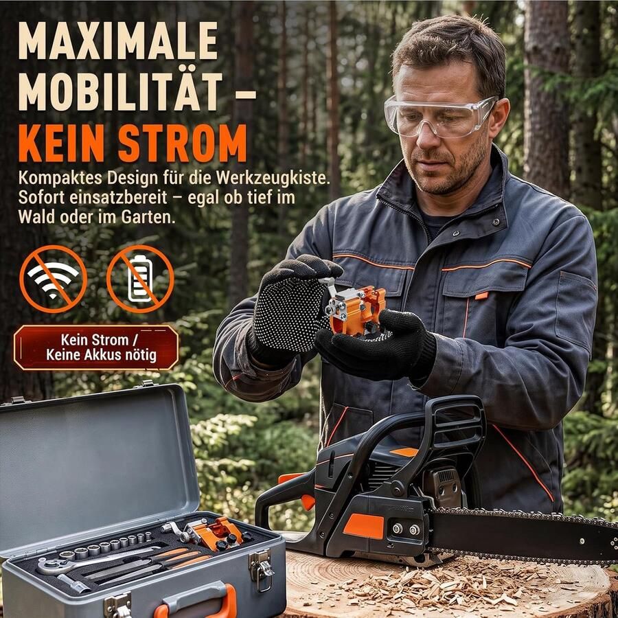 Kettingzaagslijper set handmatige kettingslijper met 30° geleiding Draagbare kettingslijper voor motorzagen (8-22) incl. 5 robuuste slijpkoppen voor nauwkeurig slijpen in tuin en bos