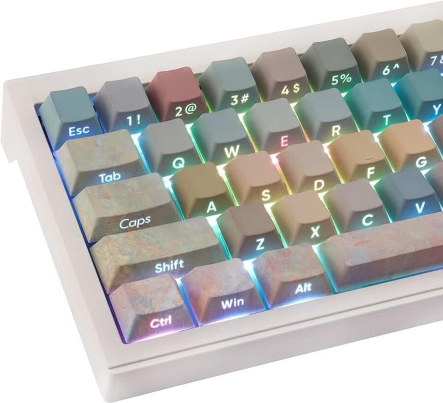 Keycaps 135 toetsen kleurstof sublimatie kersenprofiel toetsdoppen zijgegraveerde transparante PBT toetsenset voor Cherry MX-schakelaars ASIN ISO-lay-out mechanisch - Foto 1