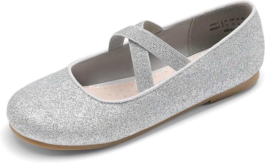 Kids ballerina's voor meisjes Mary Jane elegante platte schoenen prinses party ballerina om aan te trekken Angie-2 Kommunionschuhe Mary Jane Schnürschuhe Flats Schuhe Gekreuzten Riemchen Für Partys Hochzeiten