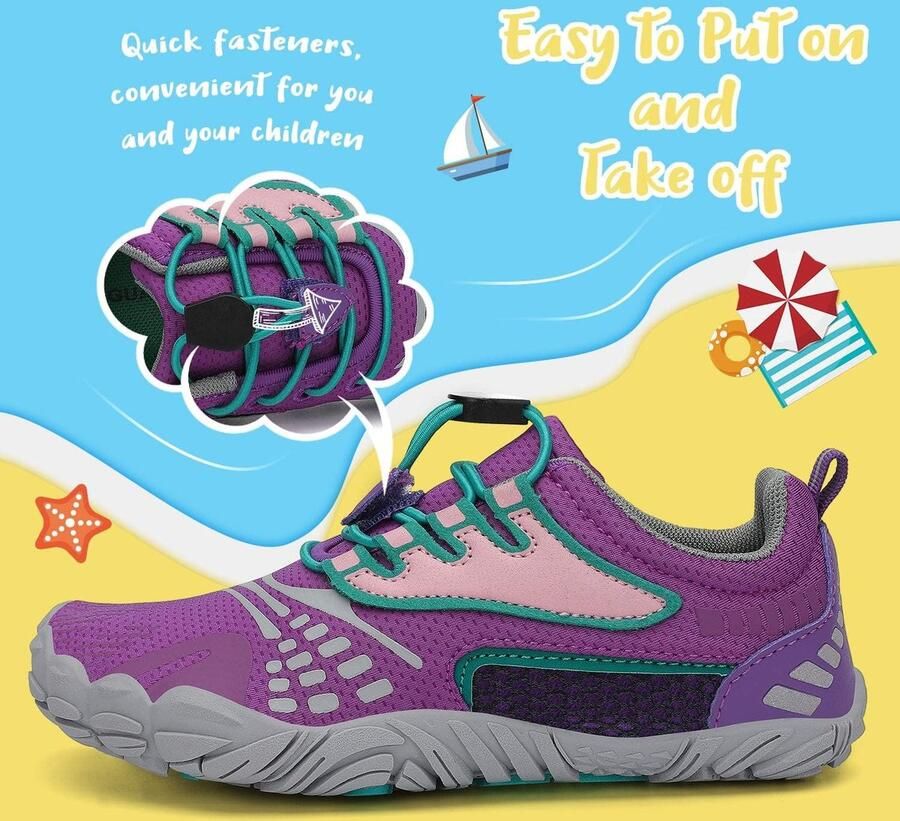 Kids barefoot schoenen paarse variant ademend ideaal voor buitenactiviteiten ShopVlot