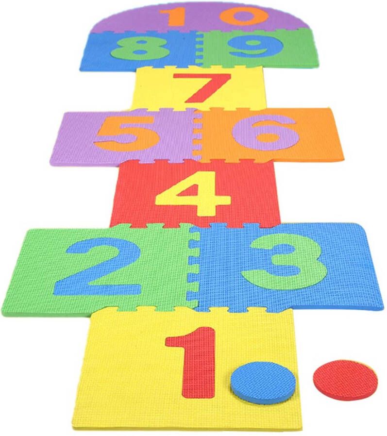 Kids Soft EVA Foam Hopscotch Mat Game Interlocking Tiles Quick Assembly Durable and Easy To Clean Ideal for Indoor & Outdoor Garden Family Game