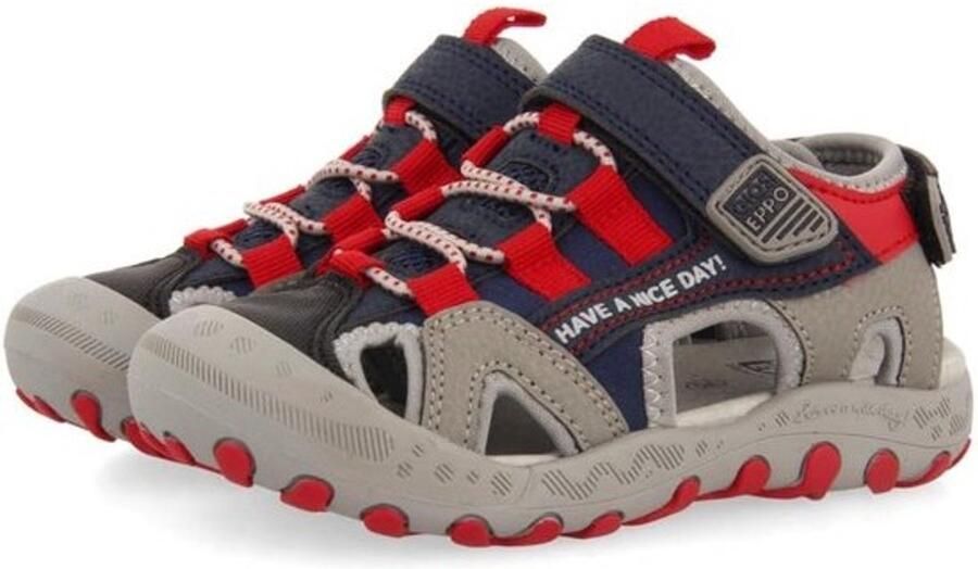Kinder jongens sport sandalen grijs navy met verstelbare hielband