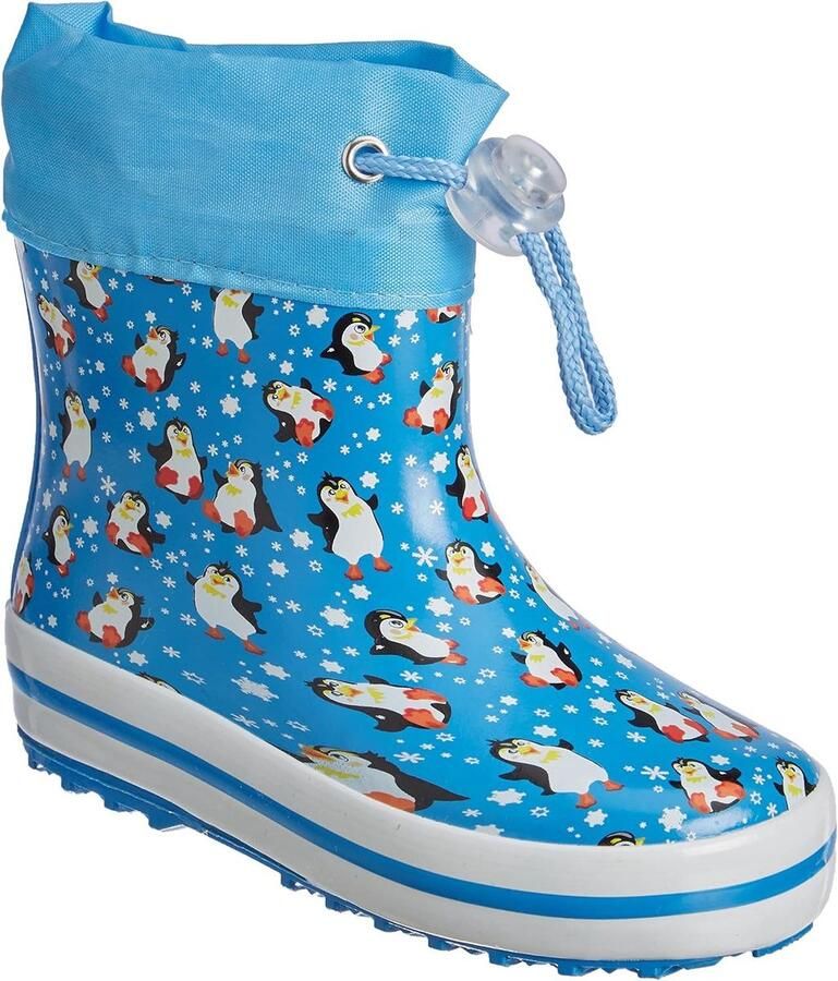 Kinder Rubberlaarzen Laarsjes Jongens Buiten Spelen Pinguïn Motief Halfhoog Blauw