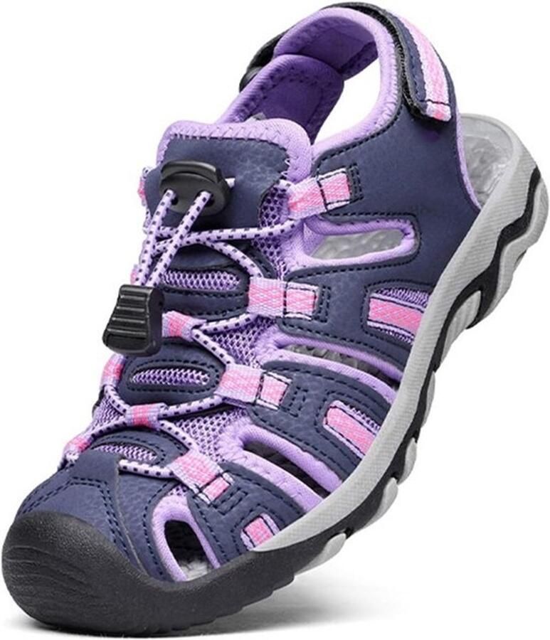 Kinder Sandalen met Gesloten Teen en Verstelbare Lus Paars Grijs