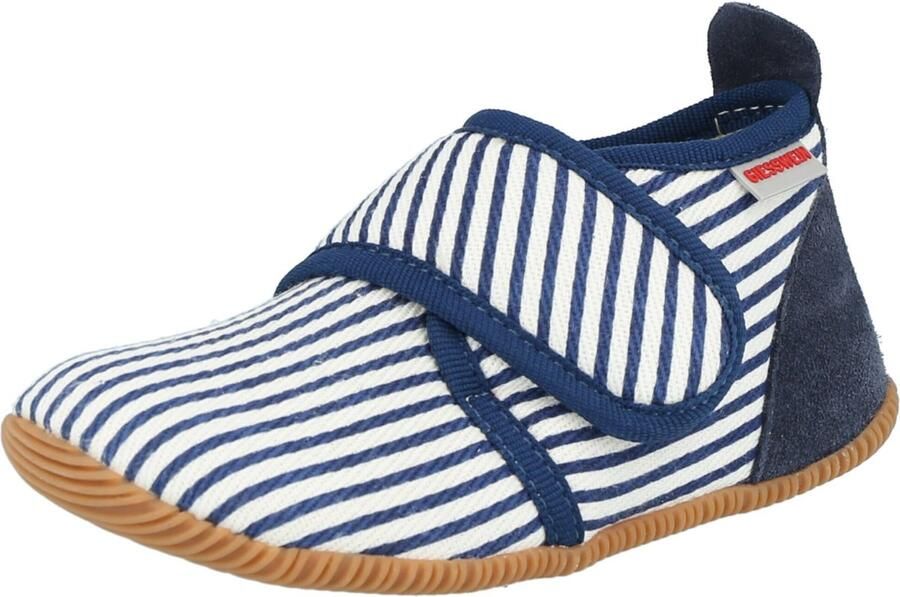 Giesswein Kinder Sloffen met Klittenband Katoen & Leer Blauw
