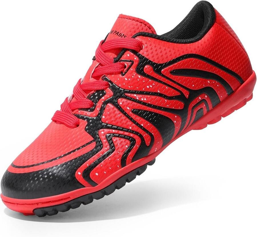 Kinder Voetbalschoenen Indoor Turf Kleurrijke Futsal Schoenen met Ribbelbemating voor Meerdere Vloeren Lace-Up Voetbal Laarzen voor Jonge Voetballers