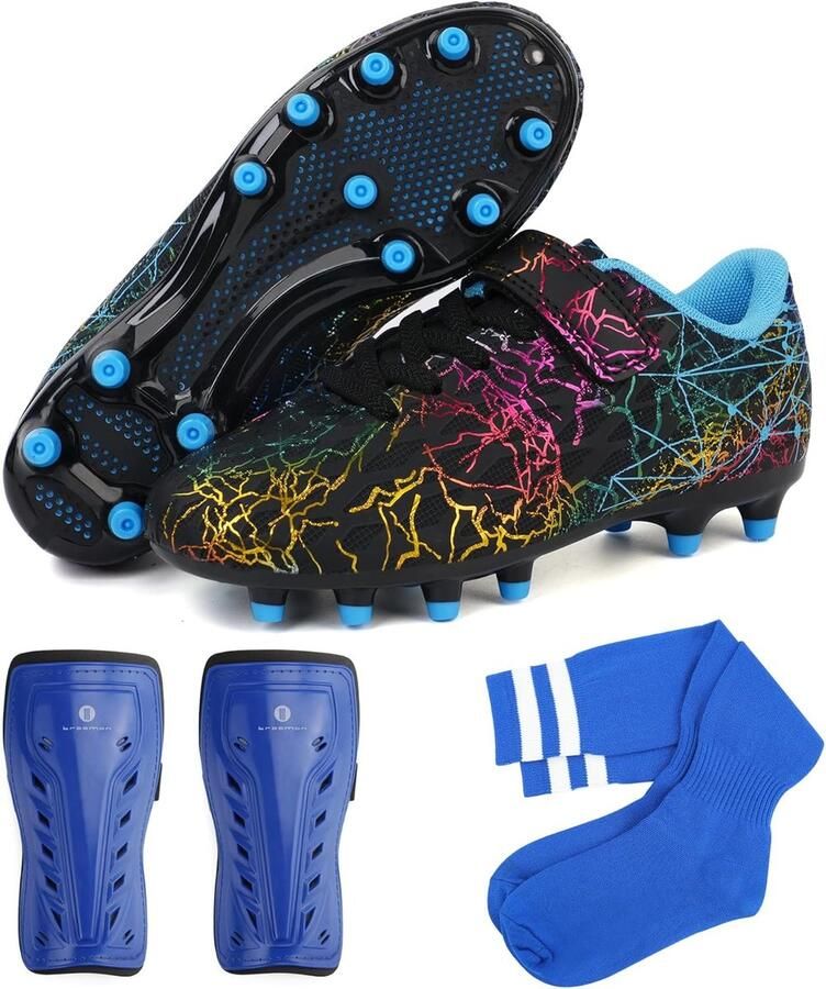 Kinder Voetbalschoenen Schoenen Voetbal Spelen Met Scheenbeschermers Sokken Comfortabele Pasvorm Felle Kleuren