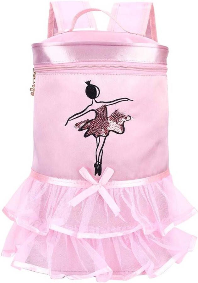 Kinderen Ballet Dans Tas Peuter Satijnen Rugzak Ballerina Meisje Lovertjes Schoudertas voor 2-8Y(Roze)