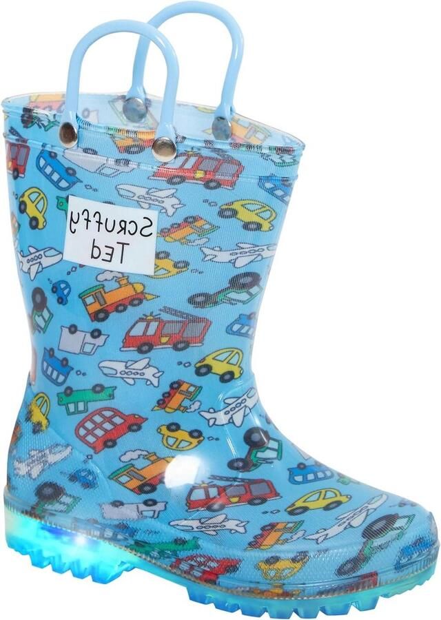 Kinderlaarzen met licht Waterdichte schoenen Spelen in regen Knipperende lampjes Met handvatten Blauw
