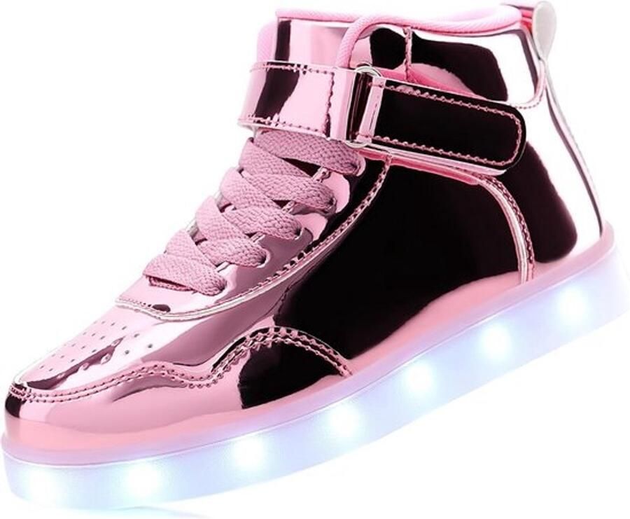 Kinderen LED Lichtgevende Schoenen Hoog Zwart USB Oplaadbaar Knipperende Sneakers