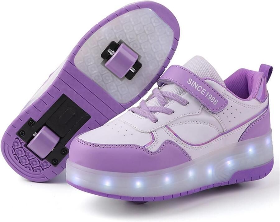 Kinderschoenen met Wieltjes en Verlichting Intrekbare Sneakers met USB Opladen
