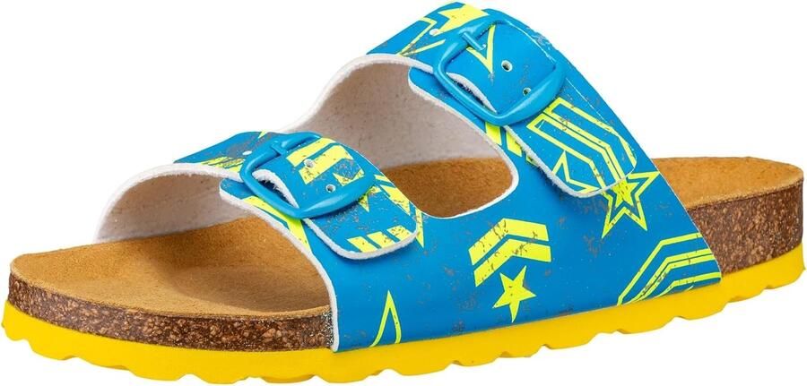 Merkloze Jongens Klompjes met Verstelbare Gespen Blauw Geel