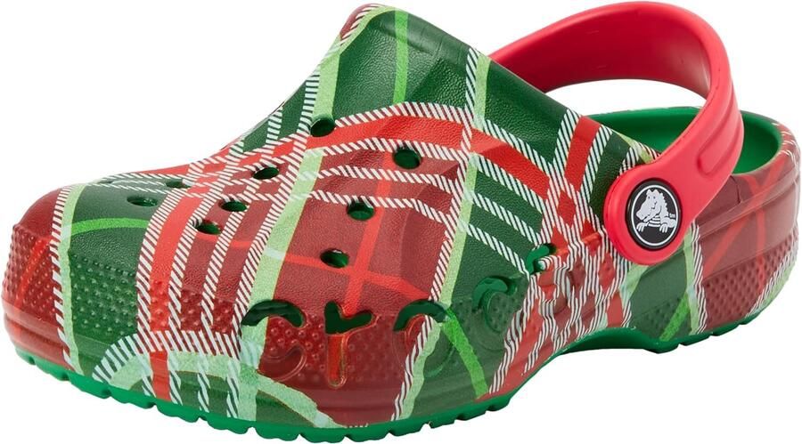 Crocs Baya Holiday Plaid Clogs Kinderen Kellygroen