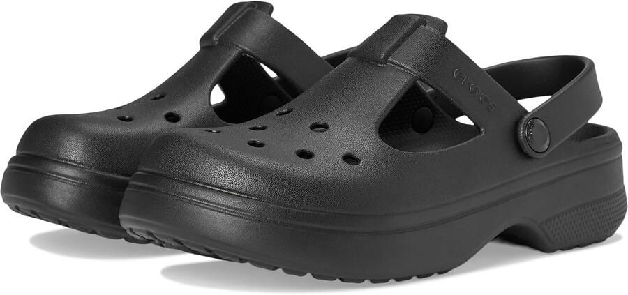 Crocs Classic Mary Jane Kinderschoenen Zwart Verstelbare Band Platform Hak