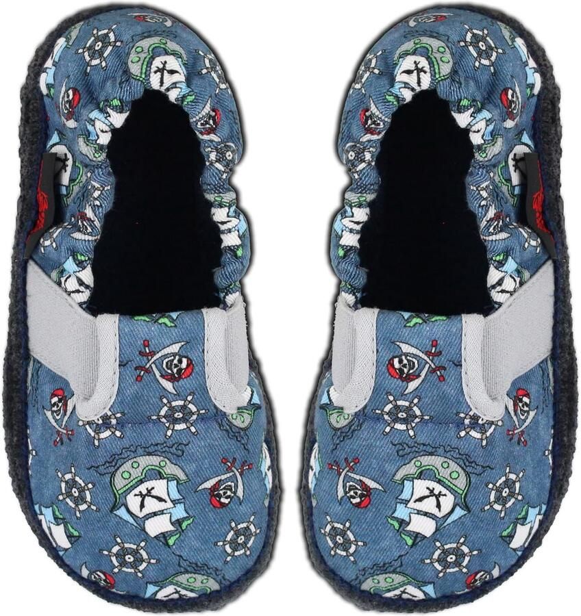 Kinderpantoffels Piratenprint Katoen Blauw