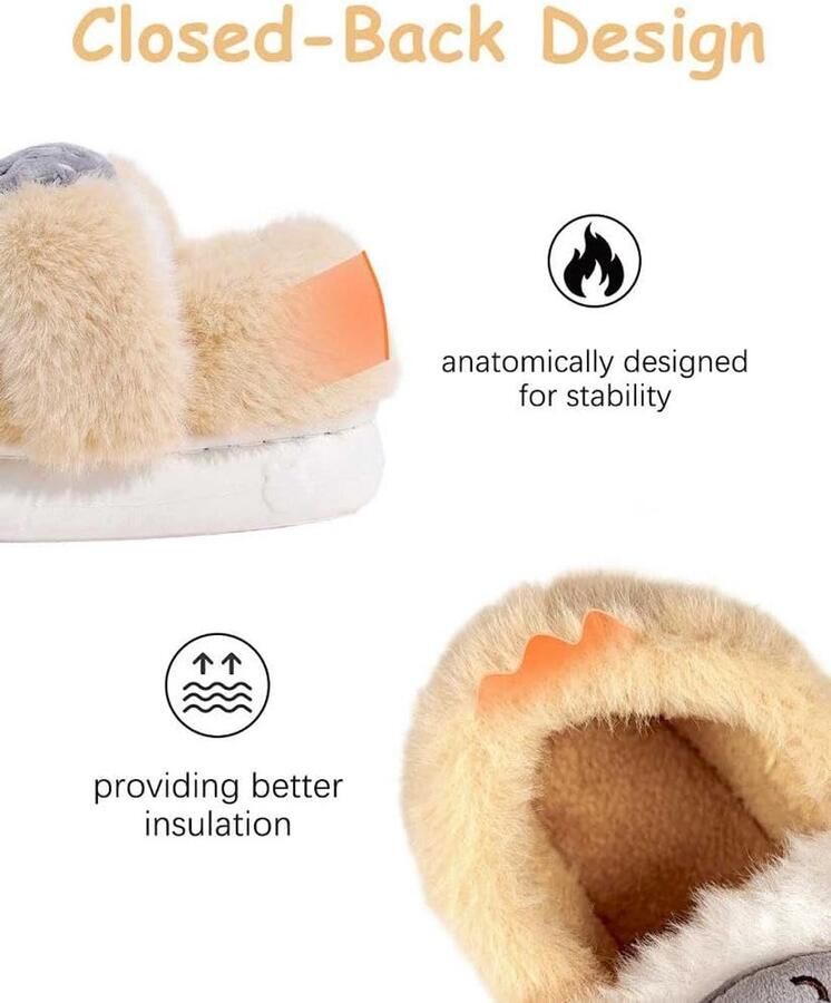 Kinderpantoffels voor en winter pluche pantoffels warm gevoerd peuter antislip slippers wollig schattig comfortabele pantoffels indoor outdoor
