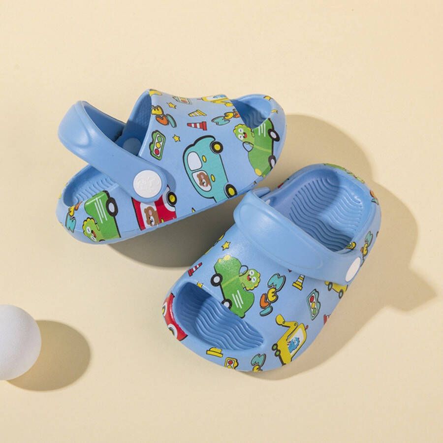 Kinderpantoffels zachte antislip strand- en zwembadschoenen modieuze autoprint pantoffels licht en ade d leuke zomerpantoffels voor en geschikt voor buiten school badkamer strand en zwembad