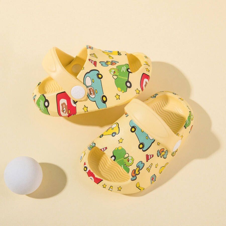 Kinderpantoffels zachte antislip strand- en zwembadschoenen modieuze autoprint pantoffels licht en ade d leuke zomerpantoffels voor en geschikt voor buiten school badkamer strand en zwembad