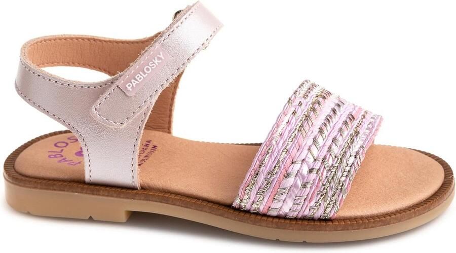 Meisjes sandaal met klittenband en leren voering