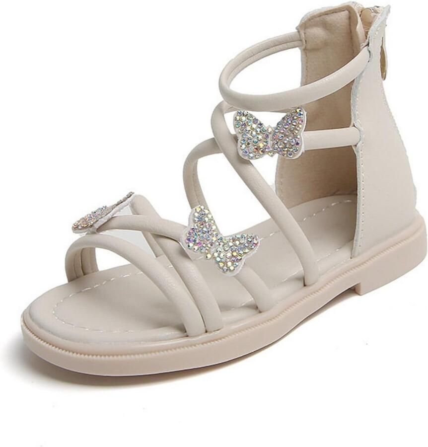 Kindersandalen Meisjes Zomer Platte Schoenen met Rits en Vlinderdecoratie