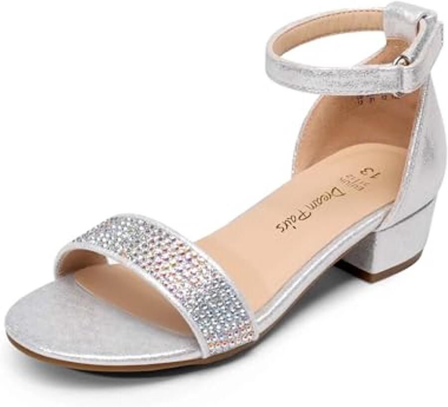 Kindersandalen met Blokhak en Glitters Comfortabele Sandalen met Verwisselbare Knoppen