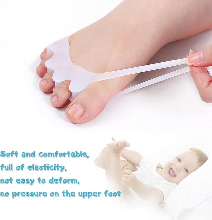 Kindersandalen met Gel voor het Scheiden en Corrigeren van Overlappende Tenen 2 Pack Wit Comfortabel en Ondersteunend