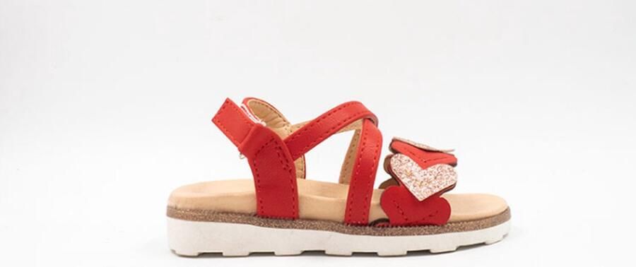 Kindersandalen met hartjes rood