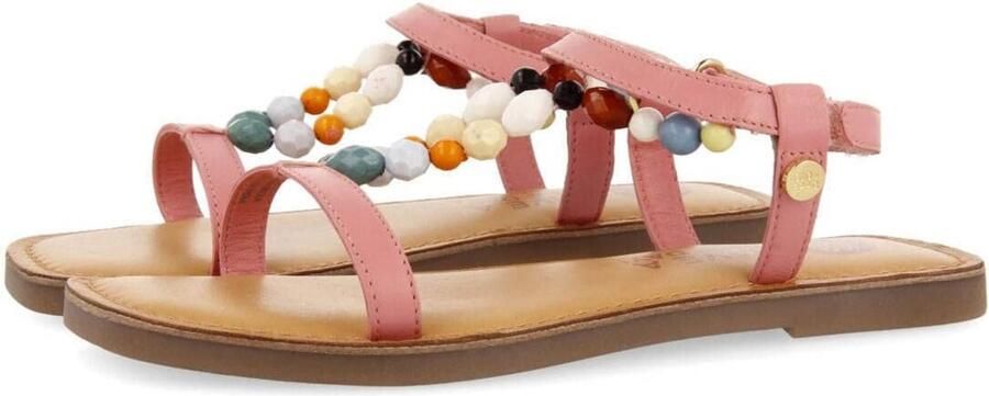 Kindersandalen voor meisjes met gekleurde steentjes en leren voering