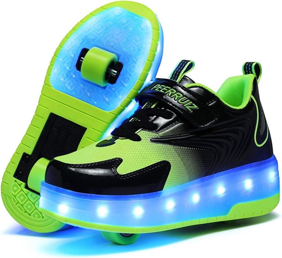 Kinderschoenen met LED-licht en Dubbele Wielen USB Oplaadbare Sneakers voor en