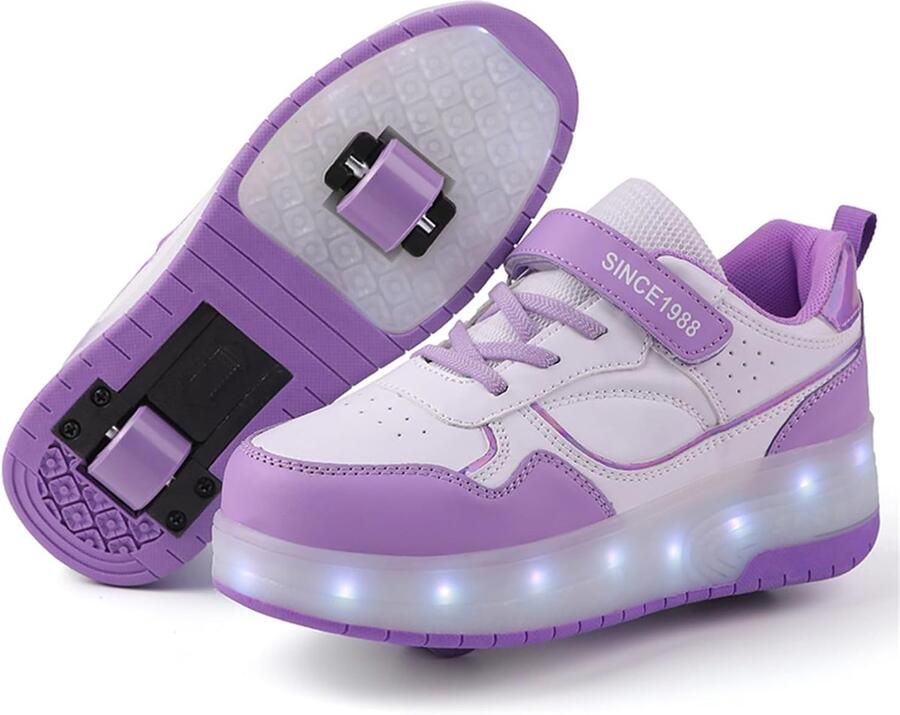 Kinderschoenen met Wieltjes en Verlichting Intrekbare Sneakers met USB Opladen