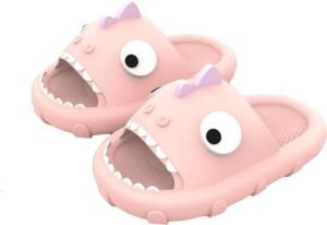 Kinderslippers badslippers kinderen dino roze en