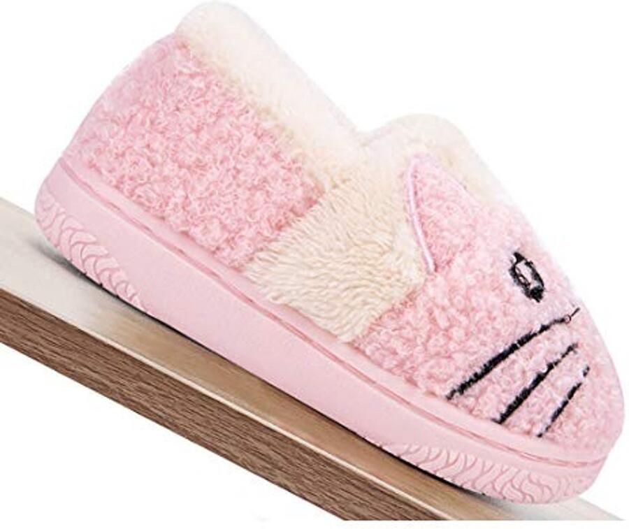 Kinderslippers met Cartoon Kat Roze en Warm