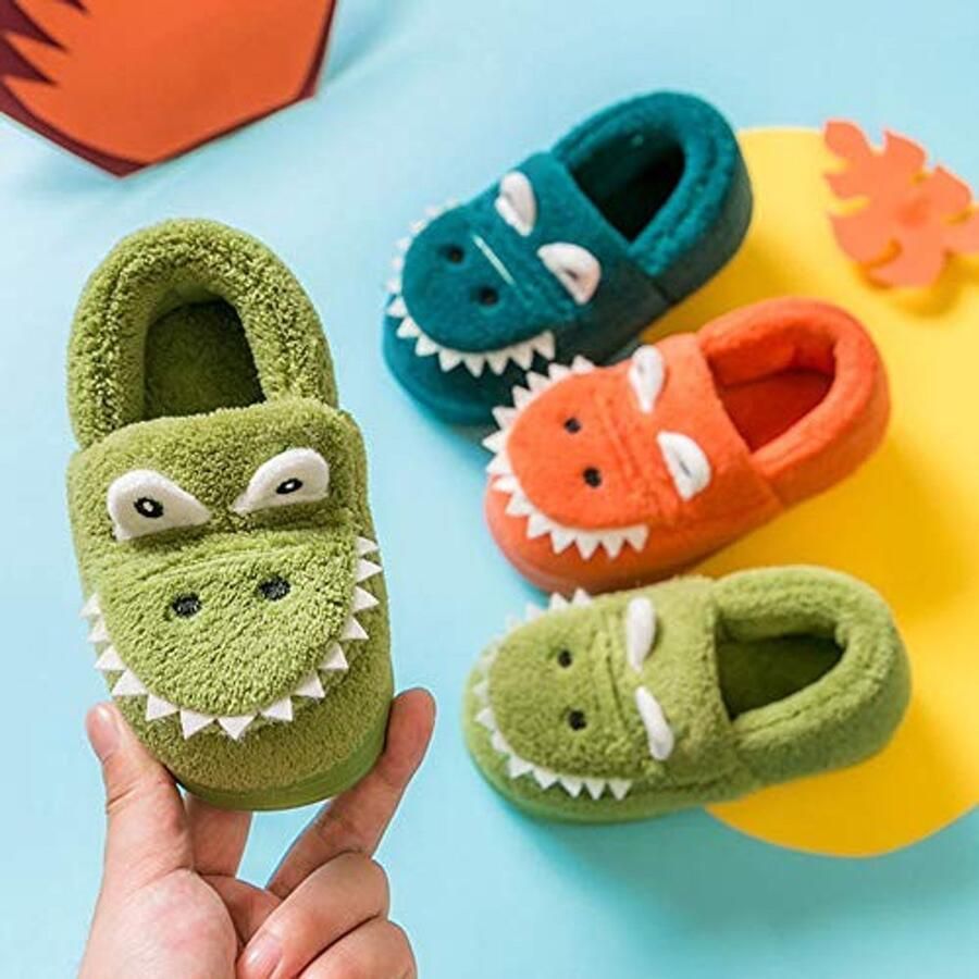 Kids Slippers Warme Dinosaurusslippers voor Kinderen Groen