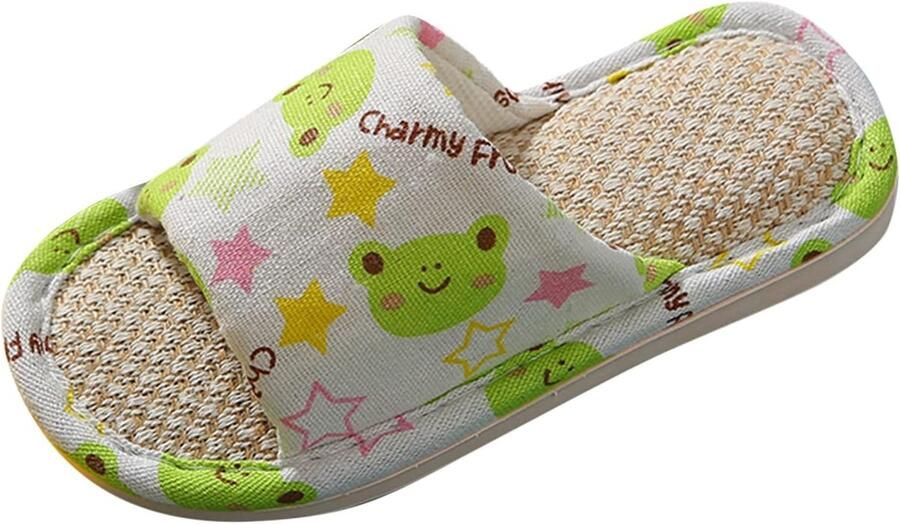 Kinderslippers Pantoffels Instappers Thuis Spelen Open Teen Linnen Groen