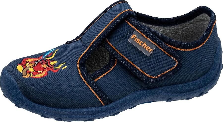 Kindersloffen Jongens Brandweer Blauw Klittenband