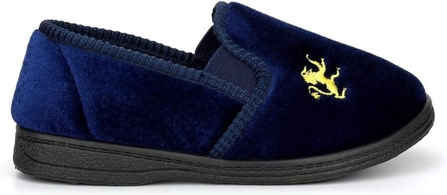 Kindersloffen Jongens Comfortabele Velours Pantoffels met Leeuwenprint Donkerblauw