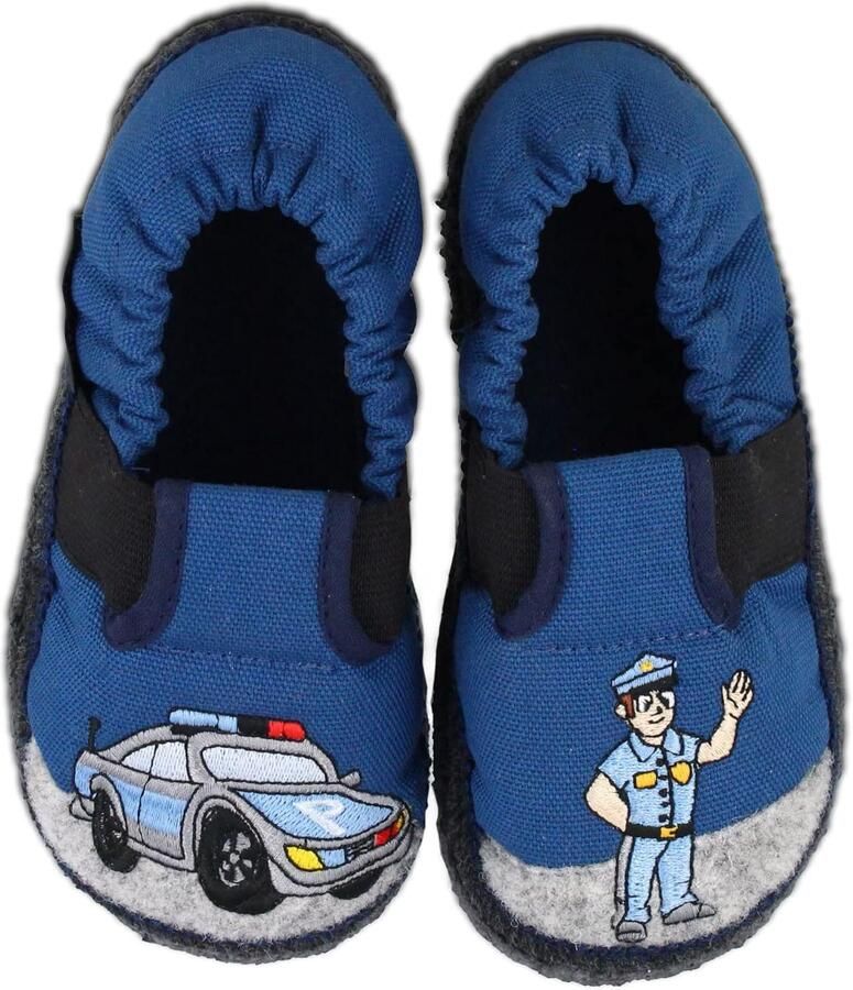 Kinderslofjes Politie Blauw Comfortabel & Antislip
