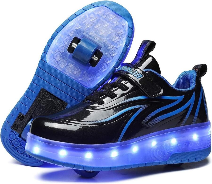 Kindersneakers met Ingebouwde LED-Wielen en Dubbele Rollers USB Oplaadbaar