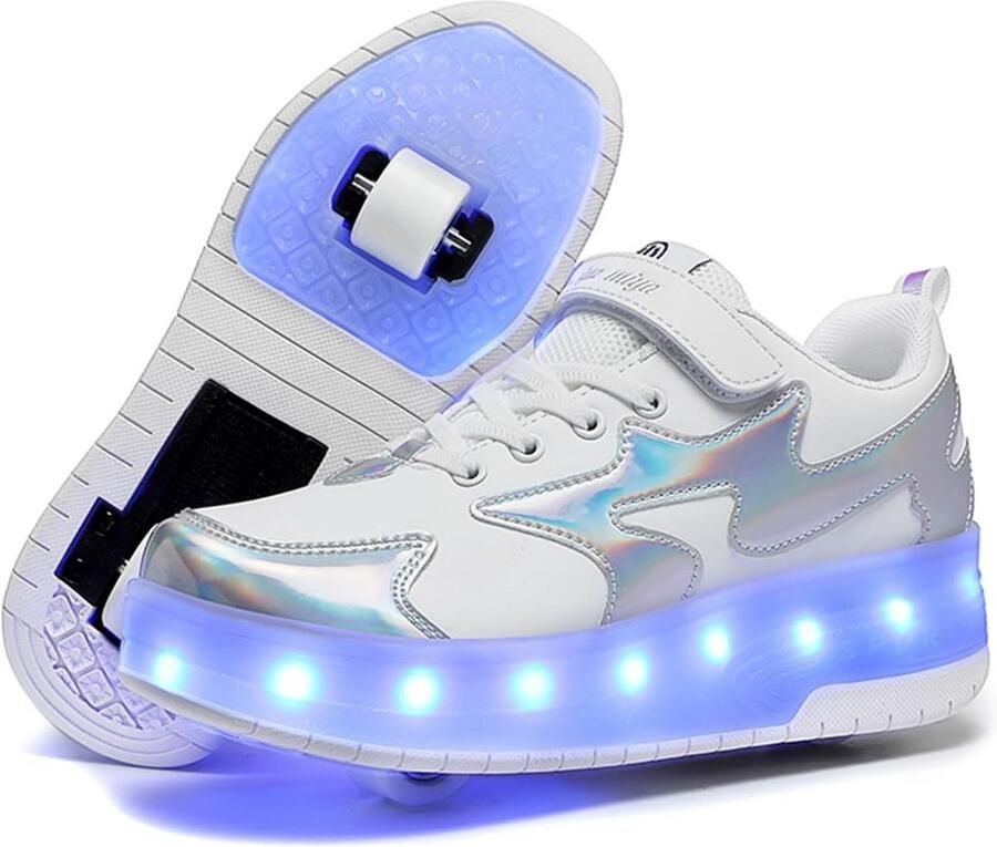Kindersneakers met LED Lichtjes en Intrekbare Wielen Skateschoenen voor en