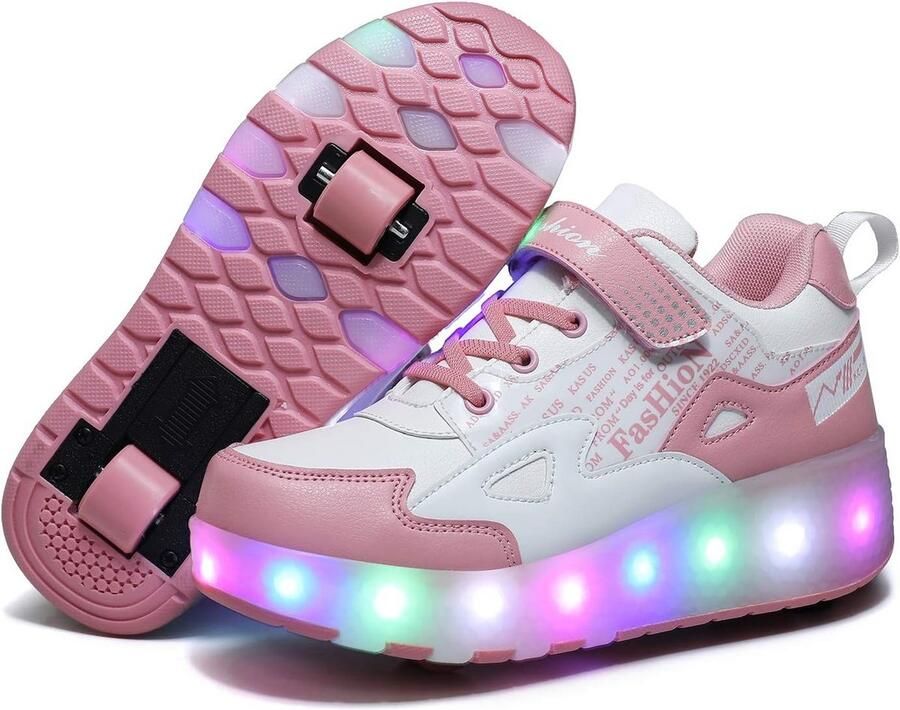 Kindersneakers met LED Verlichting en Inklapbare Wielen USB Oplaadbaar