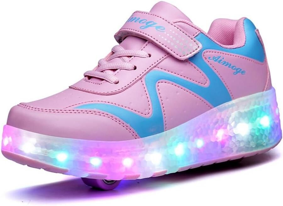 Kindersneakers met LED Verlichting en Intrekbare Wielen USB Oplaadbaar